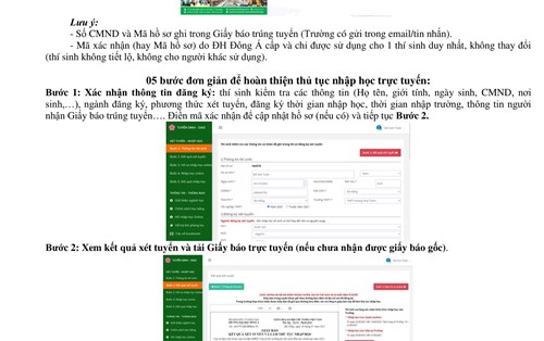 Hướng dẫn thủ tục nhập học vào Đại học hệ chính quy năm 2021